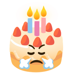 Birthday cake and Face with steam from nose