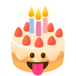 Birthday cake and Face with tongue