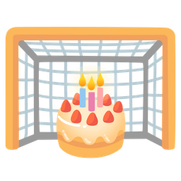 Birthday cake and Goal net