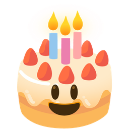 Birthday cake and Grinning face with big eyes