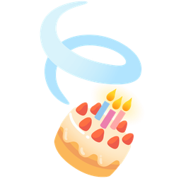 Birthday cake and Leaf fluttering in wind