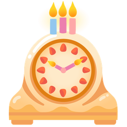 Birthday cake and Mantelpiece clock