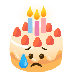 Birthday cake and Sad but relieved face