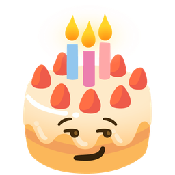 Birthday cake and Smirking face