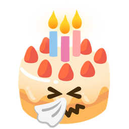 Birthday cake and Sneezing face