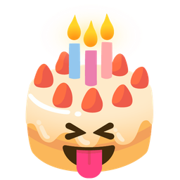 Birthday cake and Squinting face with tongue