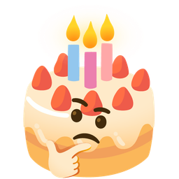 Birthday cake and Thinking face