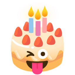 Birthday cake and Winking face with tongue
