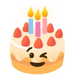 Birthday cake and Winking face
