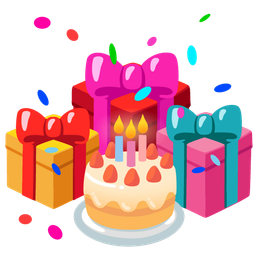 Birthday cake and Wrapped gift