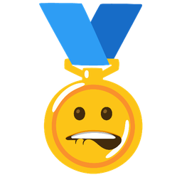 biting lip and 1st place medal