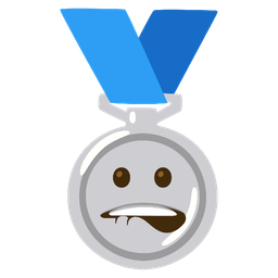 biting lip and 2nd place medal