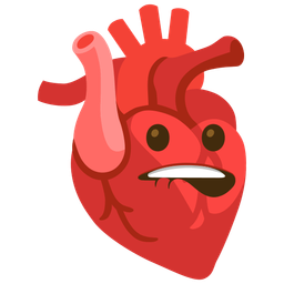 biting lip and anatomical heart