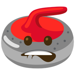 biting lip and curling stone