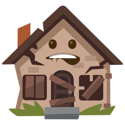 biting lip and derelict house