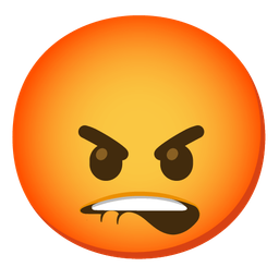 biting lip and enraged face