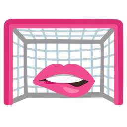 biting lip and goal net