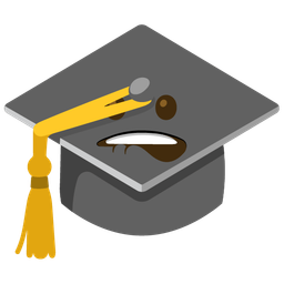 biting lip and graduation cap