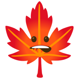 biting lip and maple leaf