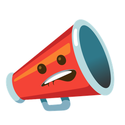 biting lip and megaphone