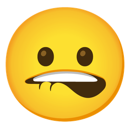 biting lip and neutral face