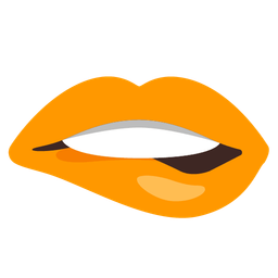 biting lip and orange heart