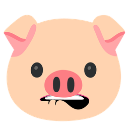 biting lip and pig face