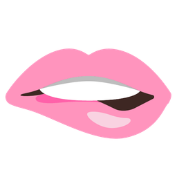 biting lip and pink heart