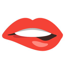 biting lip and red heart