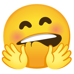 Biting lip and Smiling face with open hands