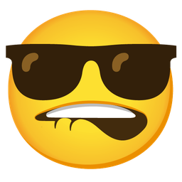 biting lip and smiling face with sunglasses