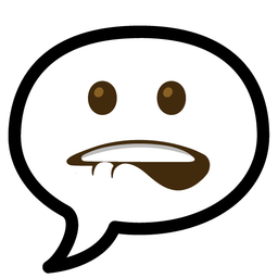 biting lip and speech balloon