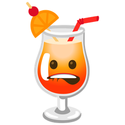 biting lip and tropical drink