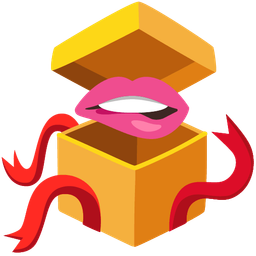 biting lip and wrapped gift