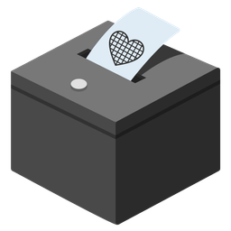 black heart and ballot box with ballot