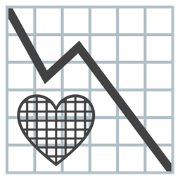 black heart and chart decreasing