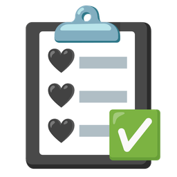 black heart and check mark button