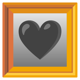 black heart and framed picture