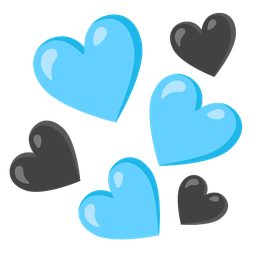 black heart and light blue heart