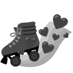 black heart and roller skate