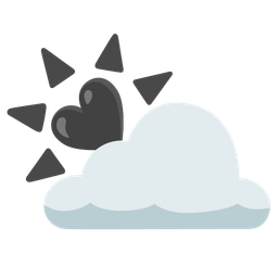 black heart and sun behind cloud