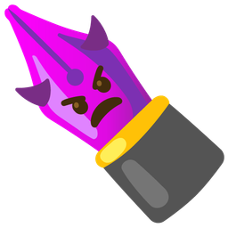 black nib and angry face with horns