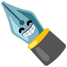 Black nib and Beaming face with smiling eyes