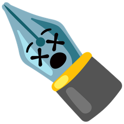 black nib and face with crossed-out eyes