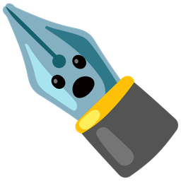 black nib and face with open mouth