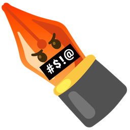 black nib and face with symbols on mouth