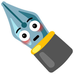 black nib and flushed face