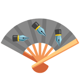 black nib and folding hand fan