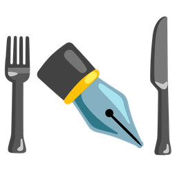 black nib and fork and knife with plate