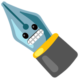 black nib and grimacing face